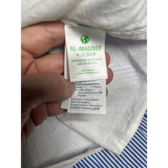 J.Crew Re-Imagined Boho Dress S Blue White Striped Embroidered Cotton Peasant - Picture 11 of 14